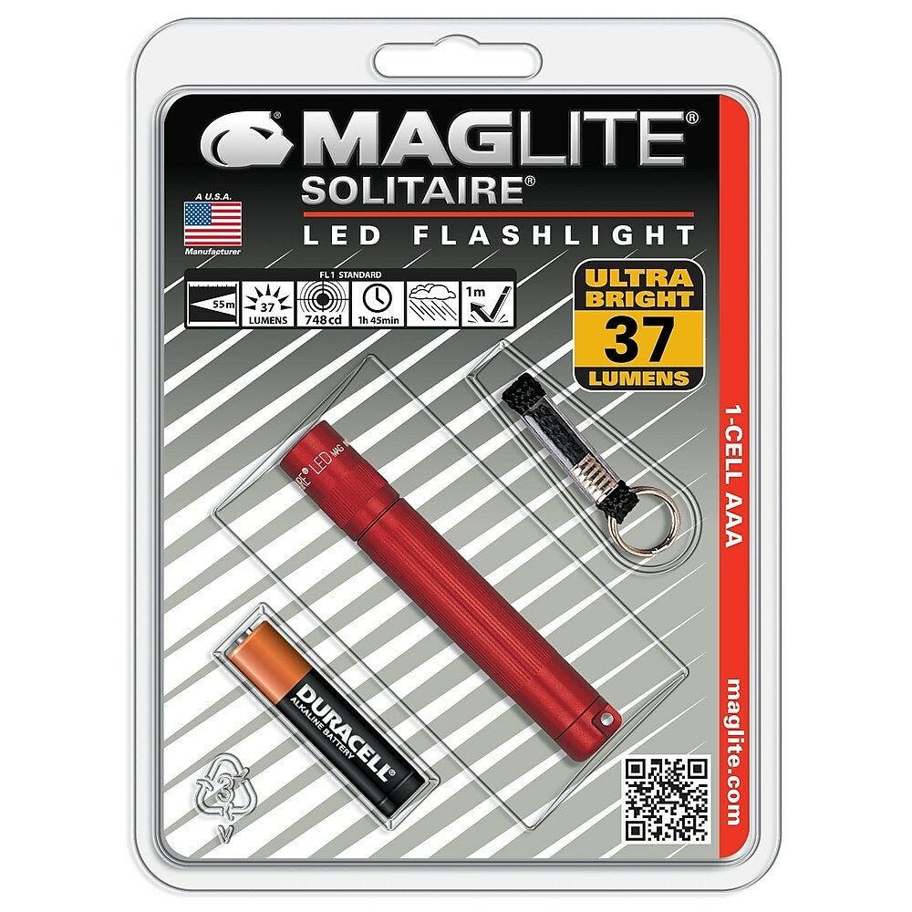 Image of Maglite LED 1-Cell AAA Solitaire Flashlight, Red (SJ3A036)