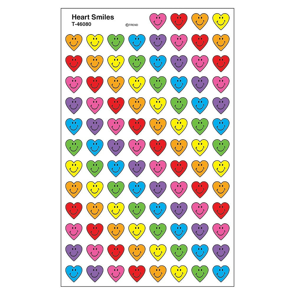 Image of Trend Enterprises SuperShapes Stickers, Heart Smiles, 4800 Pack