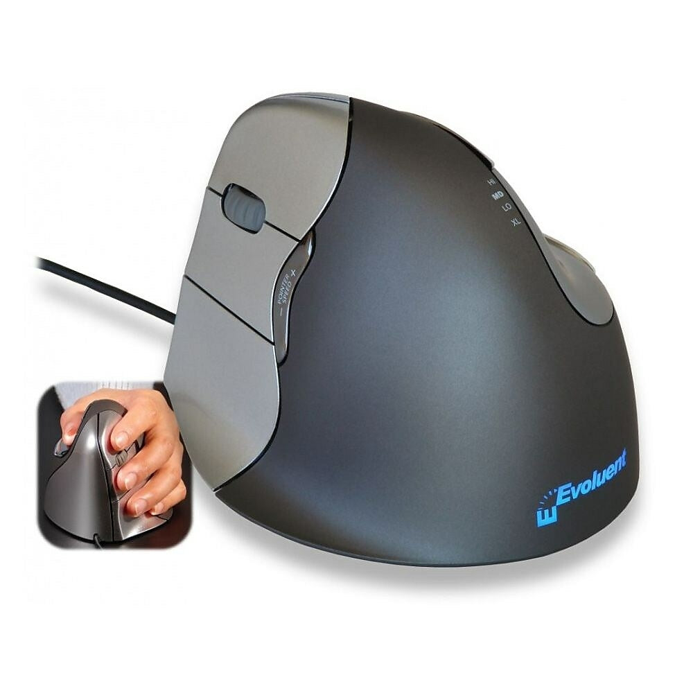 Image of Evoluent VM4L Left Handed Vertical Mouse, Dark Grey/Silver