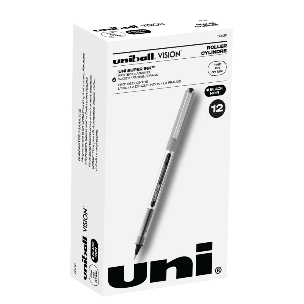 Image of uni-ball Vision Rollerball Pens - Fine Point (0.7mm) - Black - 12 Pack