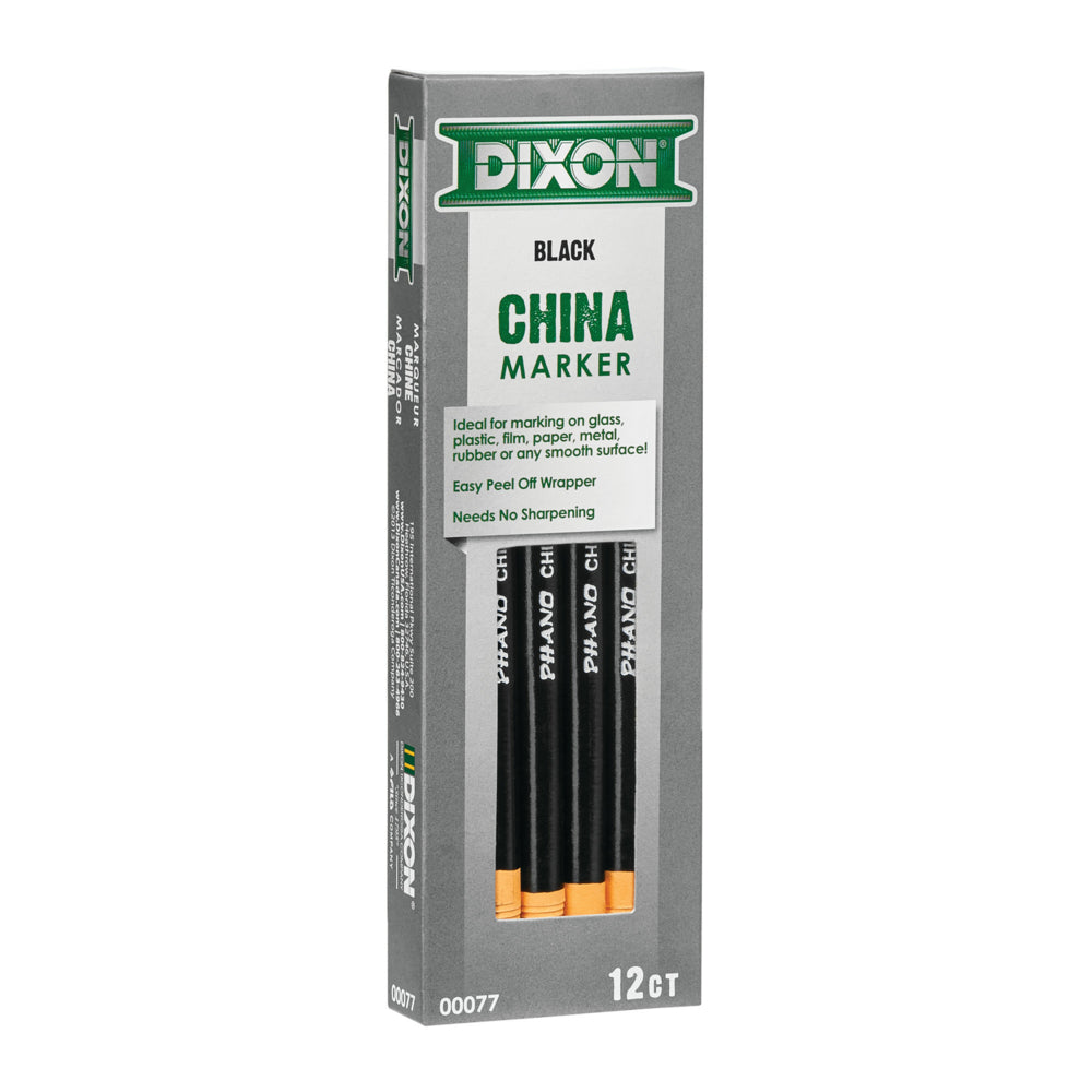 Image of Dixon China Markers - Black - 12 Pack