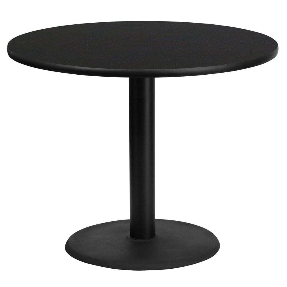 Image of Flash Furniture 36" Round Black Laminate Table Top with 24" Round Table Height Base