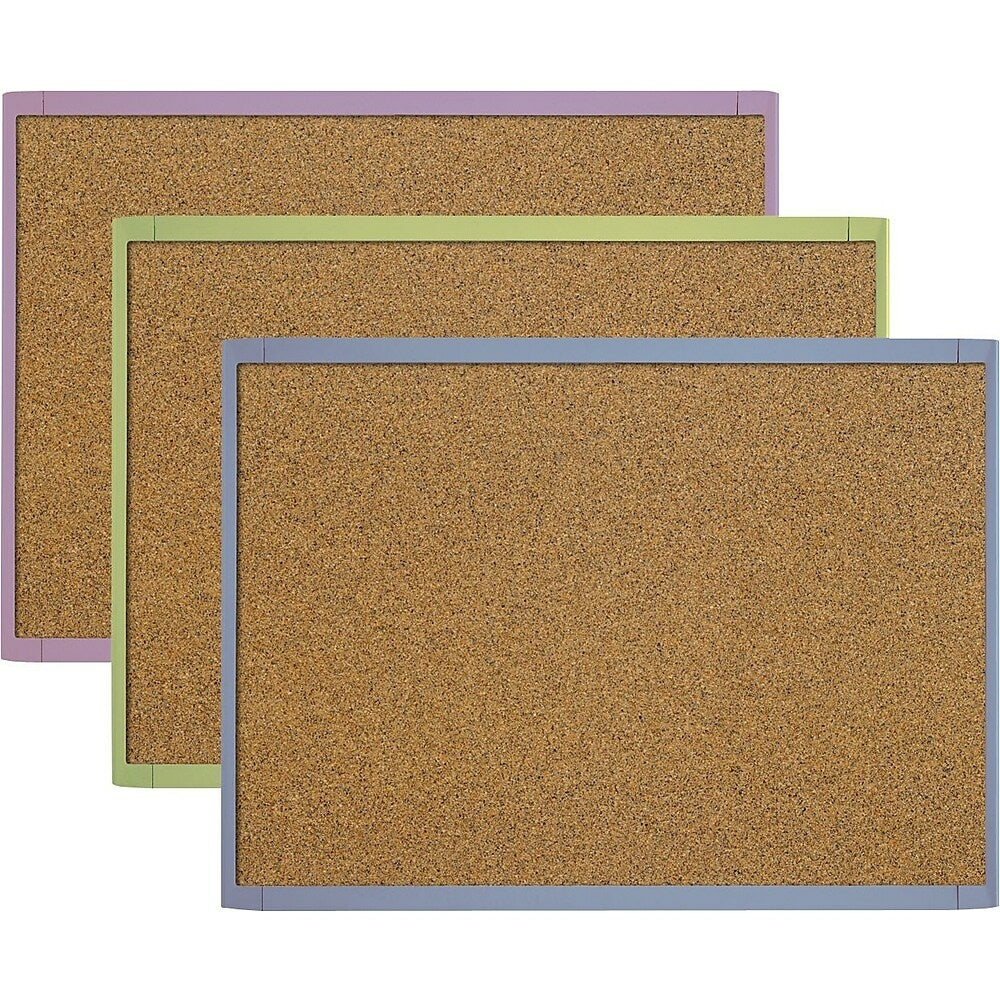 Image of Quartet Cork Bulletin Board, 17" x 23", Plastic Frame, Assorted Colours