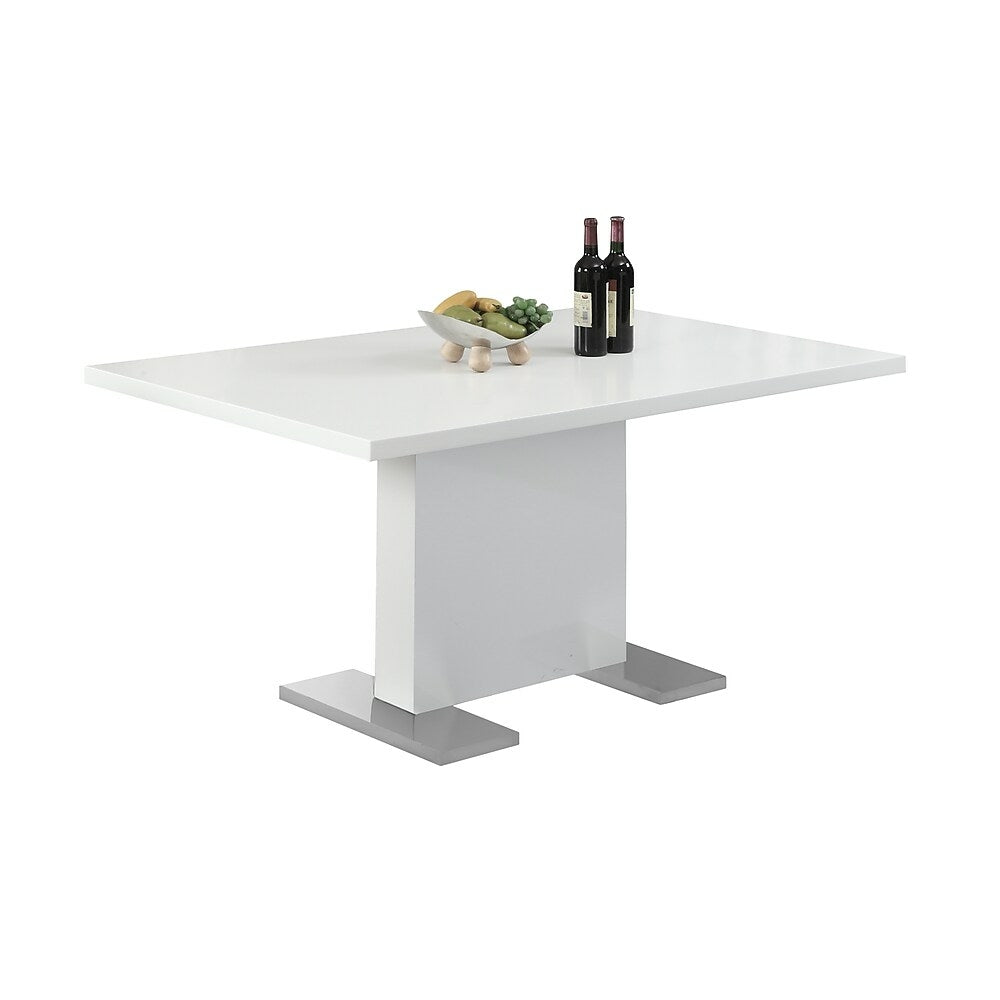 Image of Monarch Specialties - 1090 Dining Table - 60" Rectangular - Kitchen - Dining Room - Metal - Laminate - Glossy White - Chrome