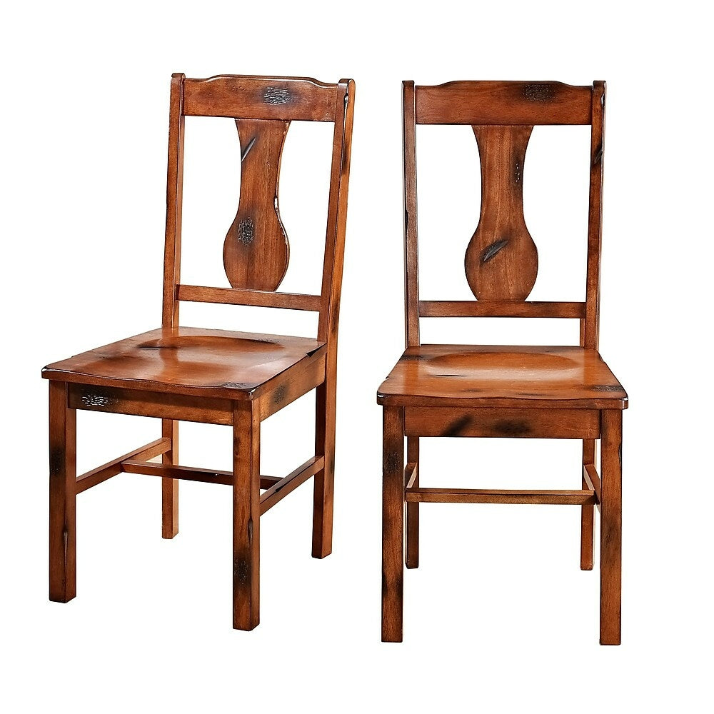 Image of Walker Edison Huntsman Wood Dining Chair, Dark Oak, 2 Pack (CHH2 PackDO), Brown