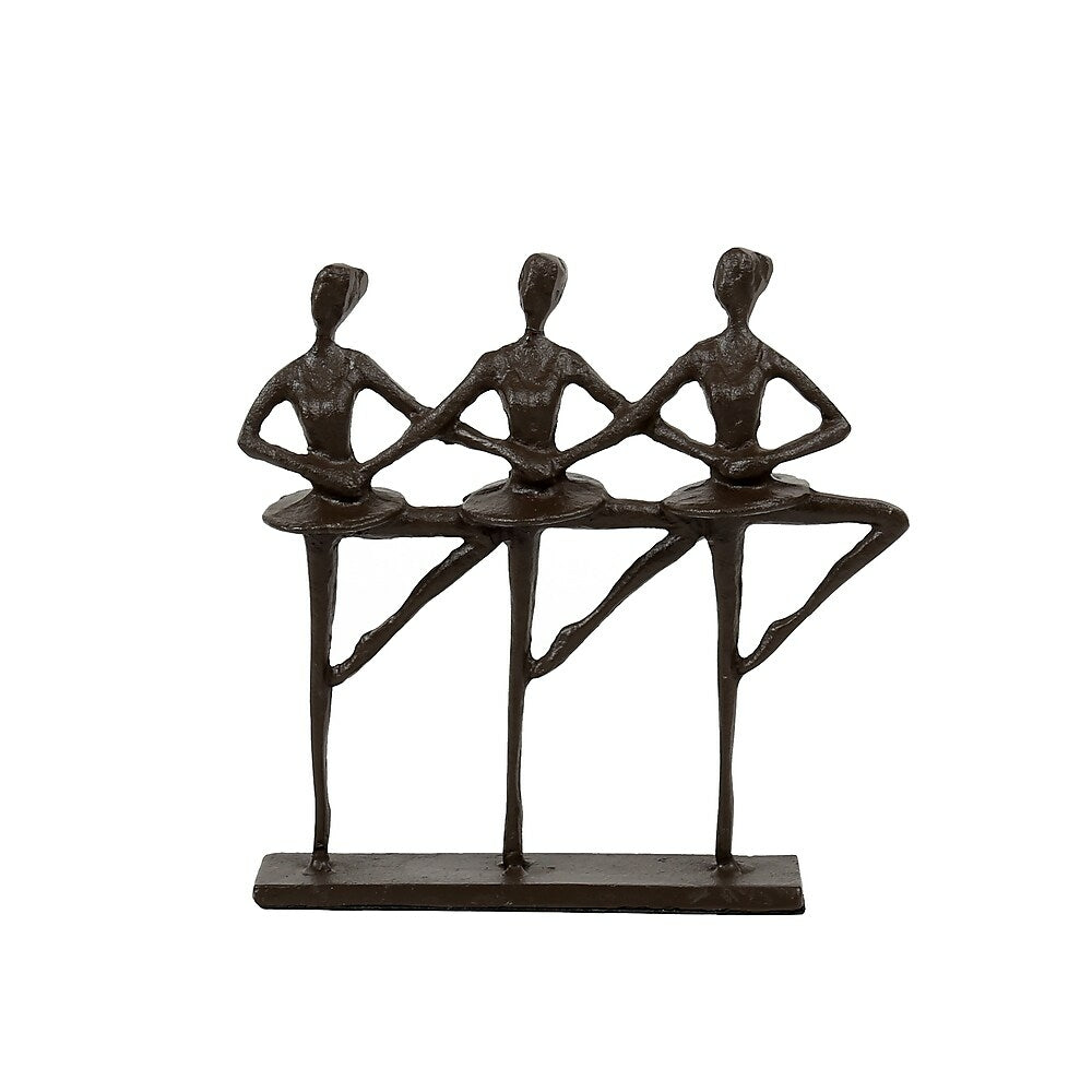 Image of Truu Design Bronze-Look Ballet Trio Sculpture, 5.75 x 6.75 x 1.25 inches, Brown
