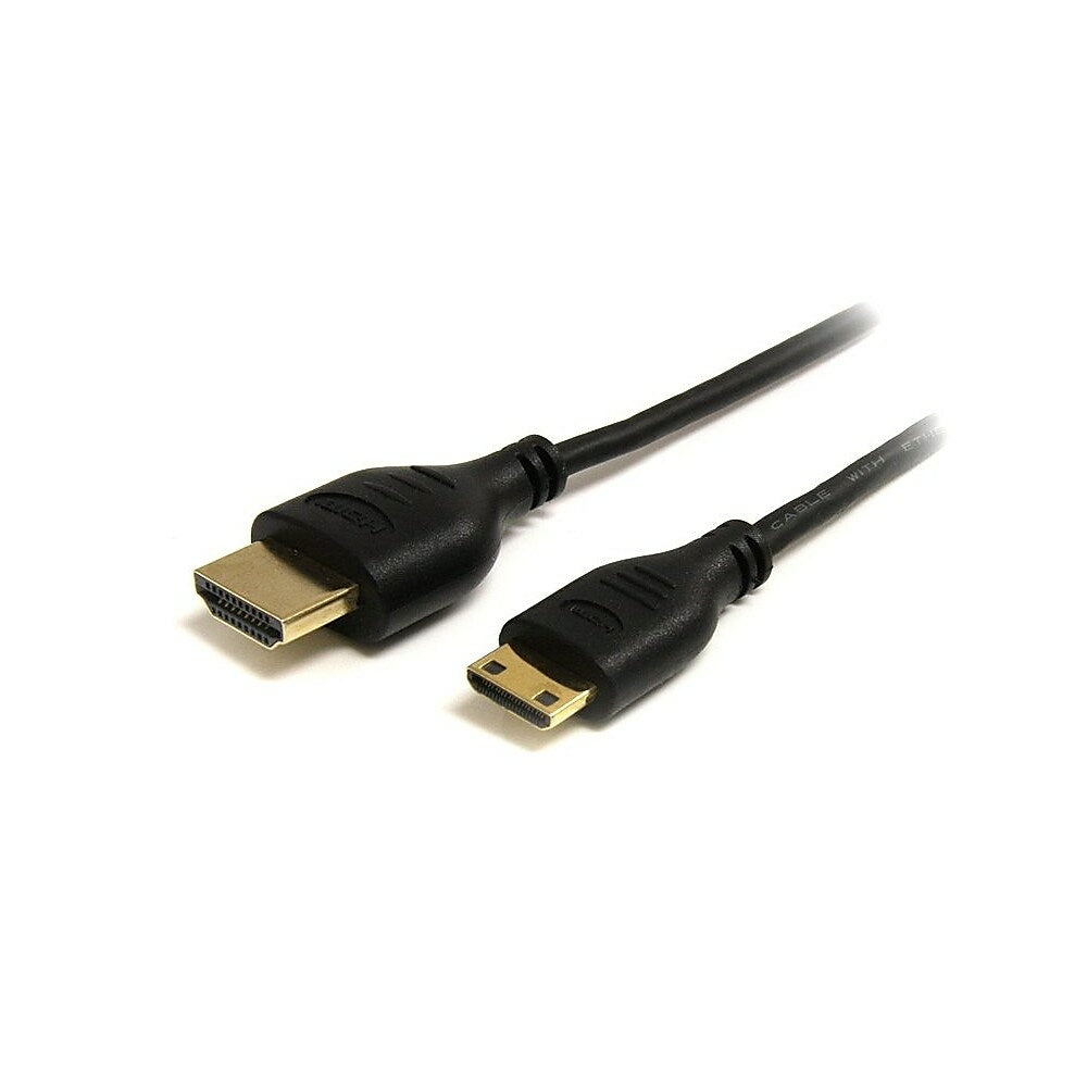 Image of StarTech Slim High Speed HDMI Cable with Ethernet, HDMI to HDMI Mini M/M, 6 Ft., Black