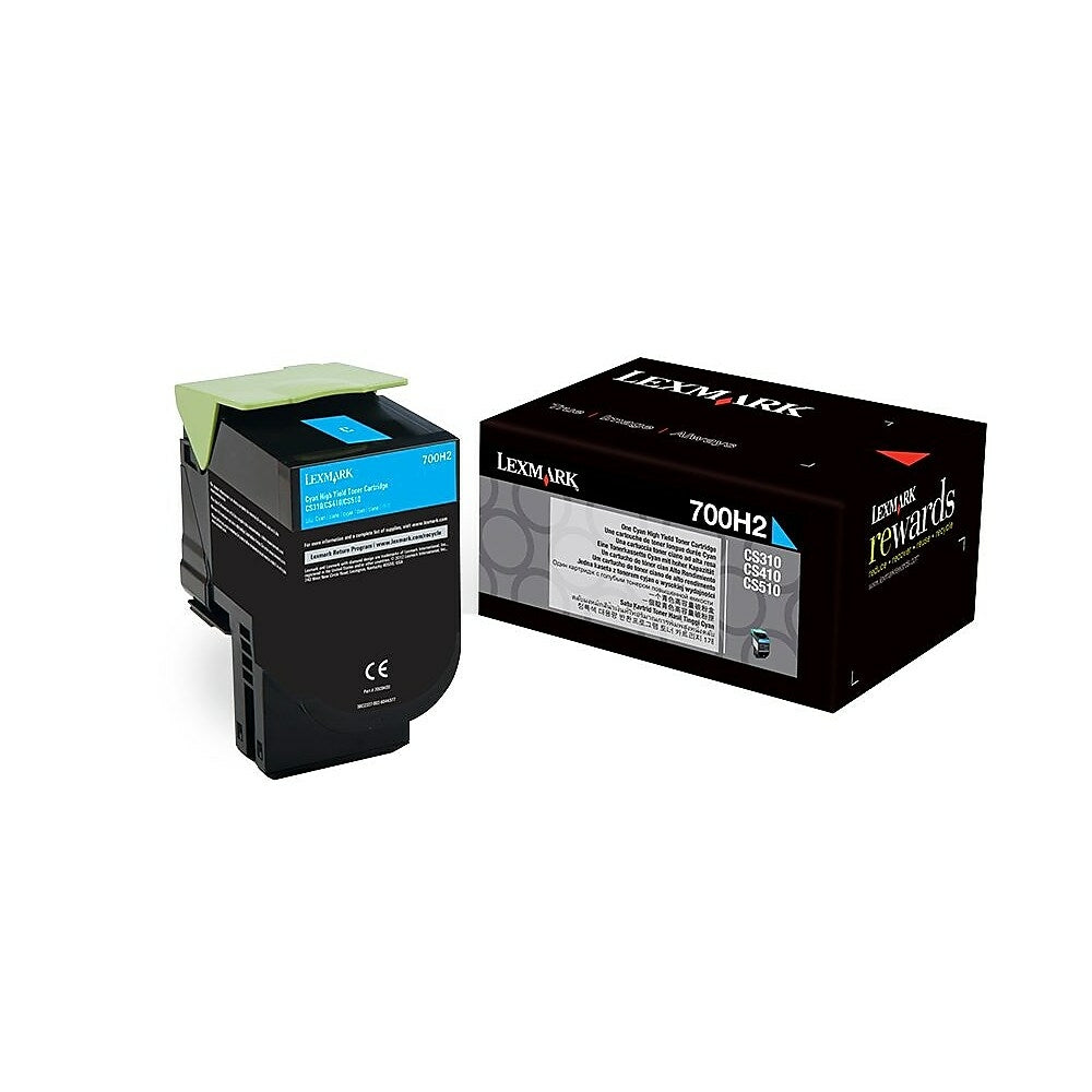 Image of Lexmark 700H2 High Yield Toner Cartridge, Laser, High Yield, OEM, Cyan, (70C0H20)