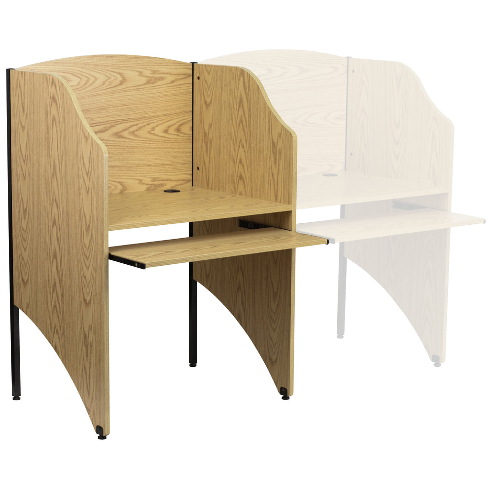 Image of Flash Furniture Starter Study Carrel - Oak Finish, Brown