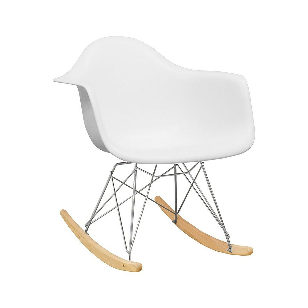 Image of Nicer Furniture Eames Style Molded Modern Plastic Armchair, White