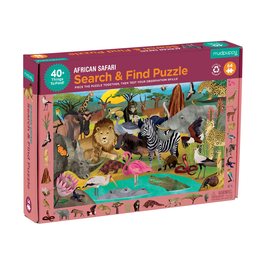 Image of Galison Mudpuppy African Safari Search & Find Puzzle - 64 Pieces