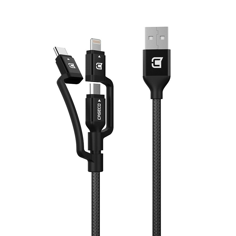 Caseco Usb Type C Micro Usb And Lightning Braided 3 In 1 Cable Black Staples Ca