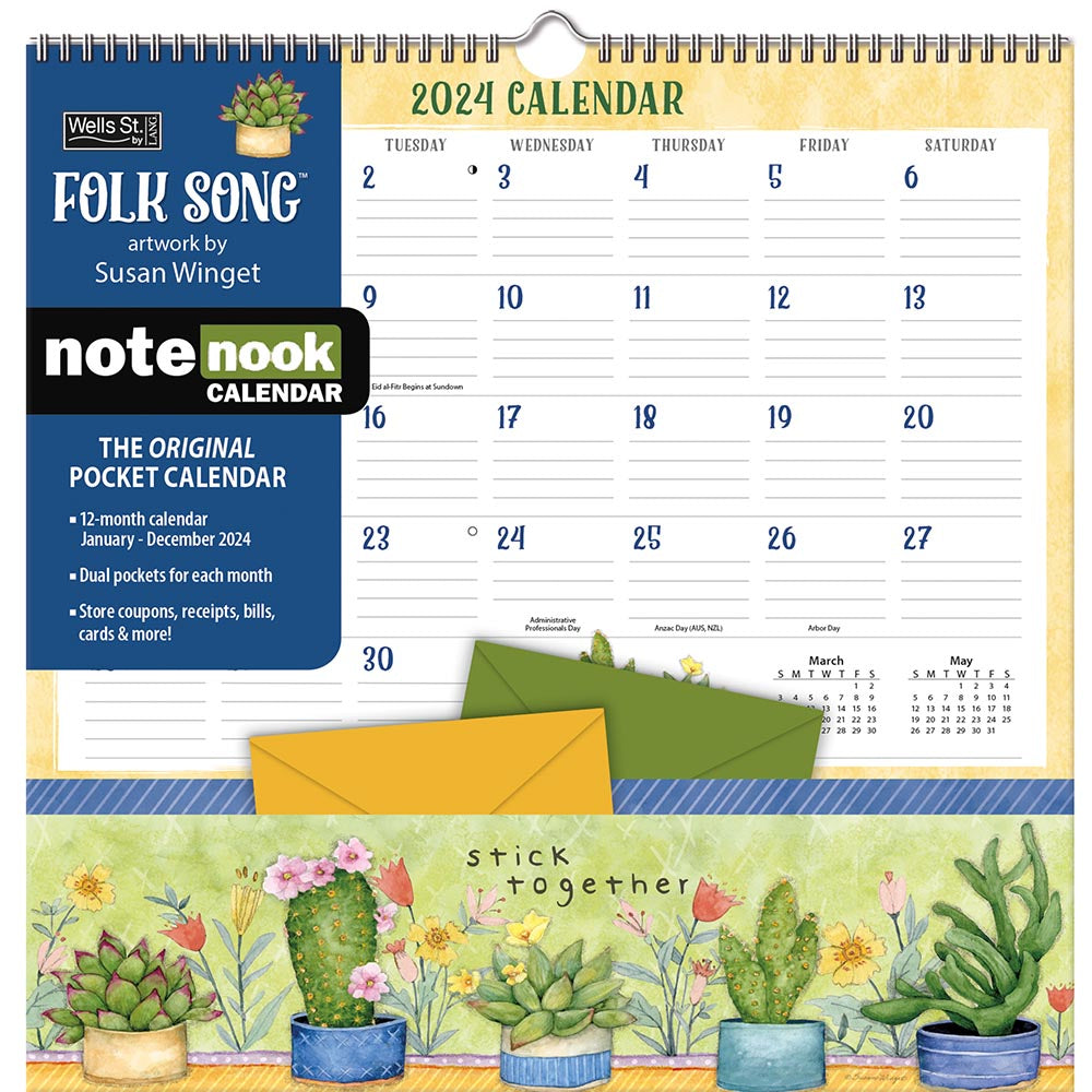 Image of Lang 2024 Folk Song Monthly Note Nook - 12" x 12" - Assorted - English