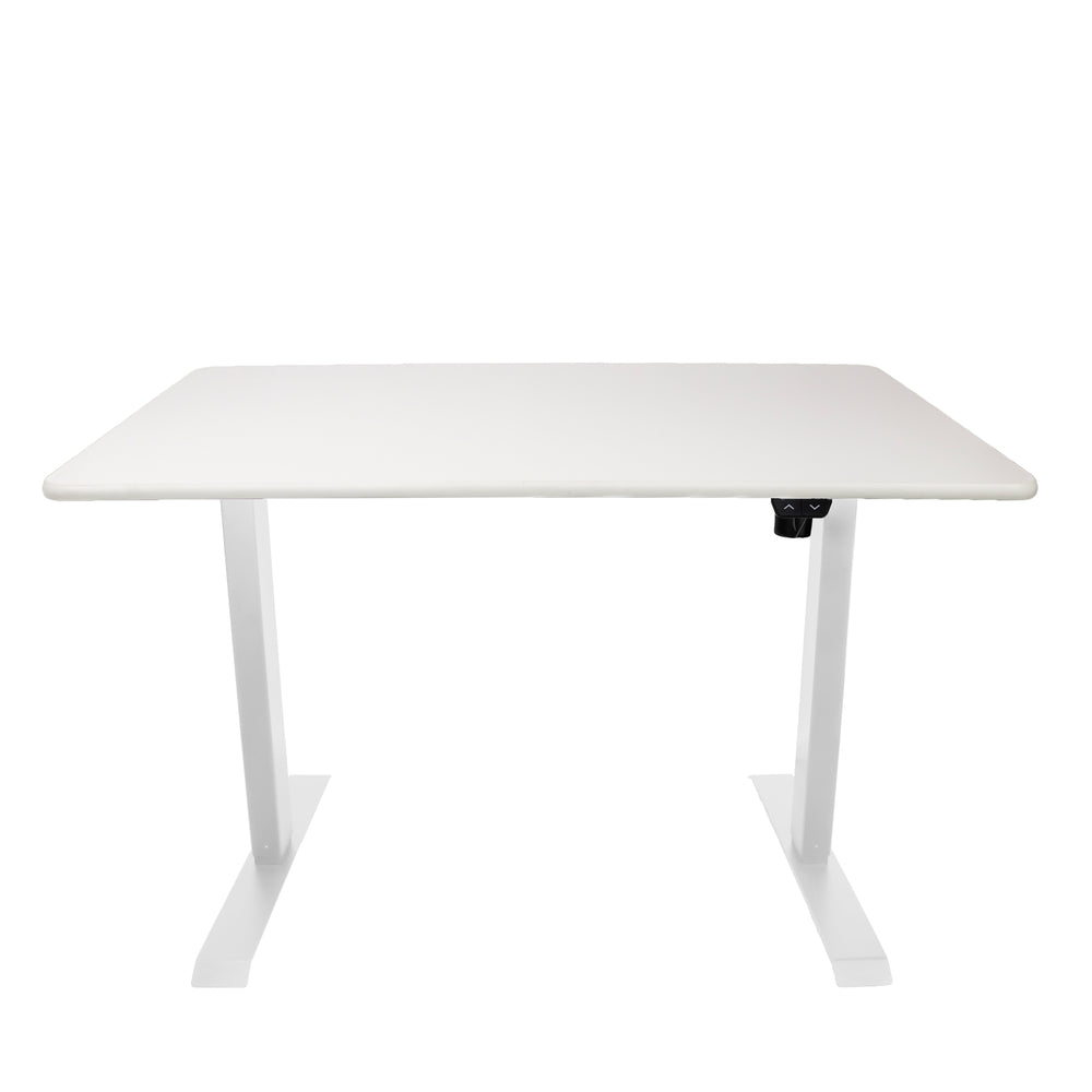 Image of AnthroDesk Single Motor Adjustable 60" Sit/Stand Desk with White Frame - White/Maple