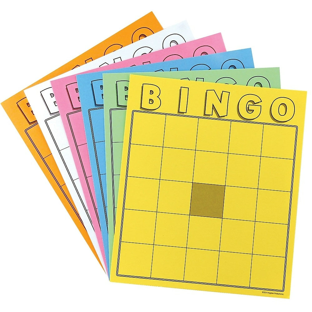 Image of Hygloss Products Blank Bingo Cards, Assorted Colours, 3 Pack