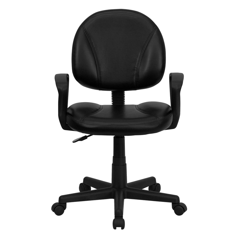 Image of Flash Furniture Mid-Back Black Leather Ergonomic Task Chair with Arms