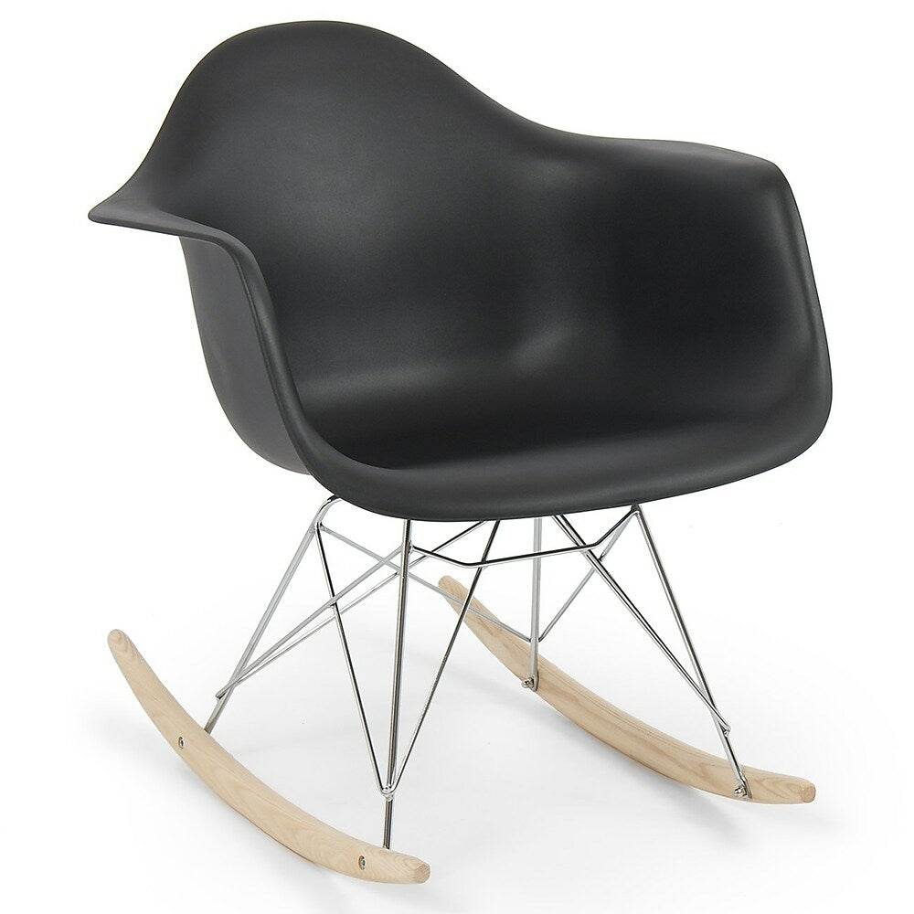 Image of Nicer Furniture Eames Style Molded Modern Plastic Armchair, Black