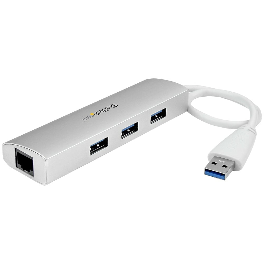 Image of StarTech 3-Port Portable USB 3.0 Hub plus Gigabit Ethernet