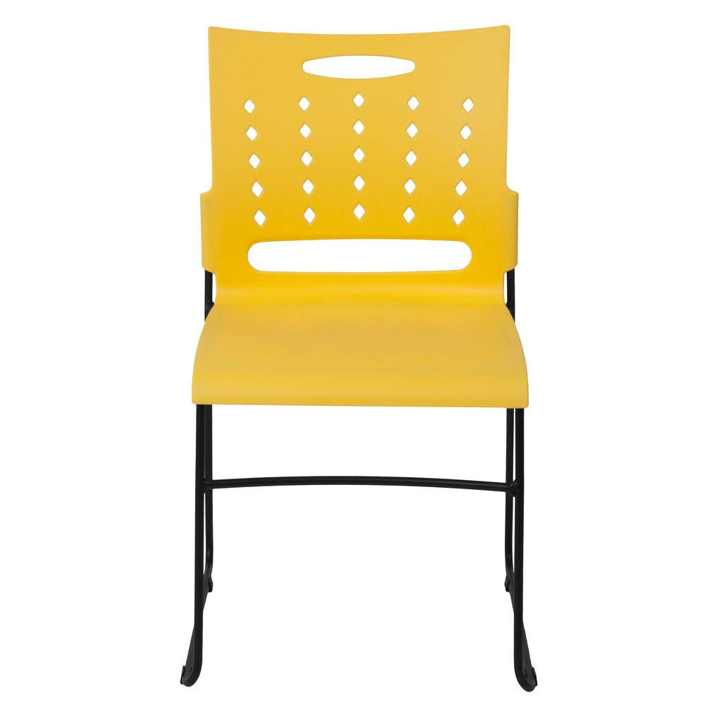 Image of Flash Furniture HERCULES Series Sled Base Stack Chair with Air-Vent Back - Yellow