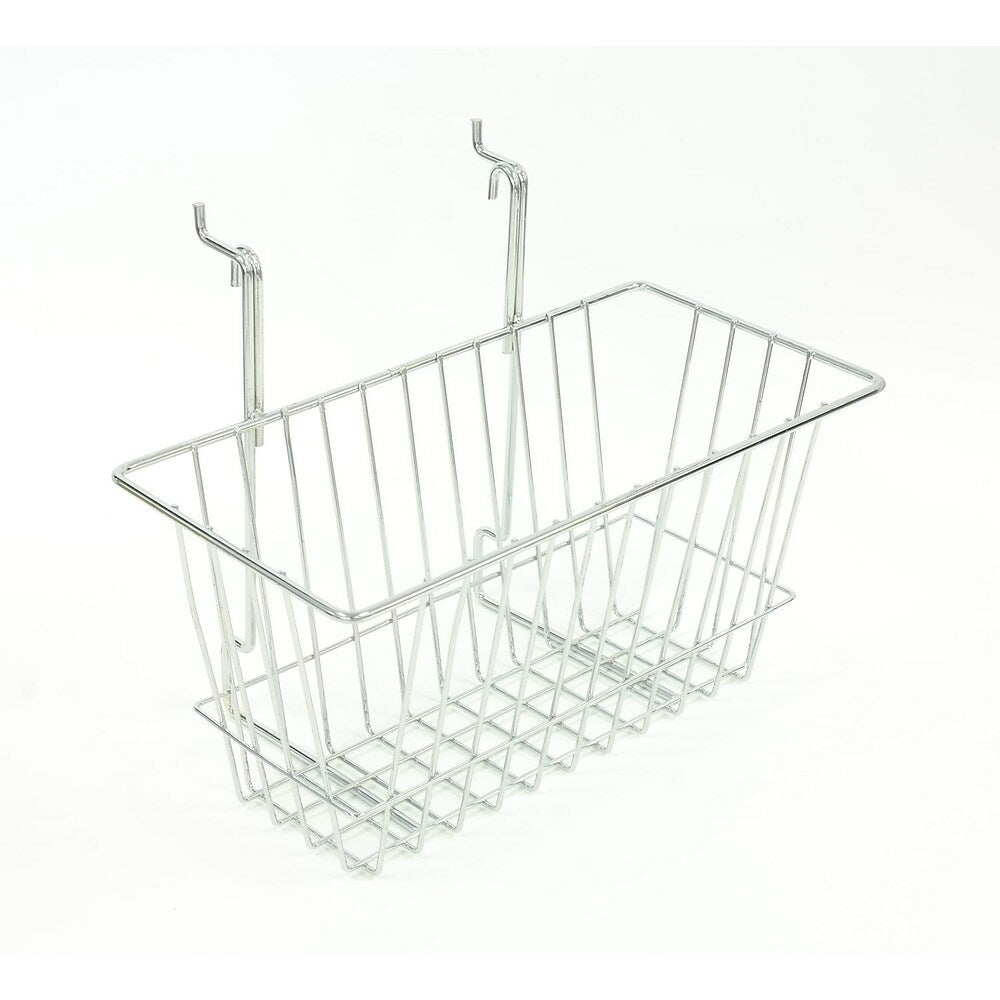 Image of Wamaco Slatwall/Gridwall Wire Basket - 12"W x 6 "D x 6 "H - Chrome - 4 Pack