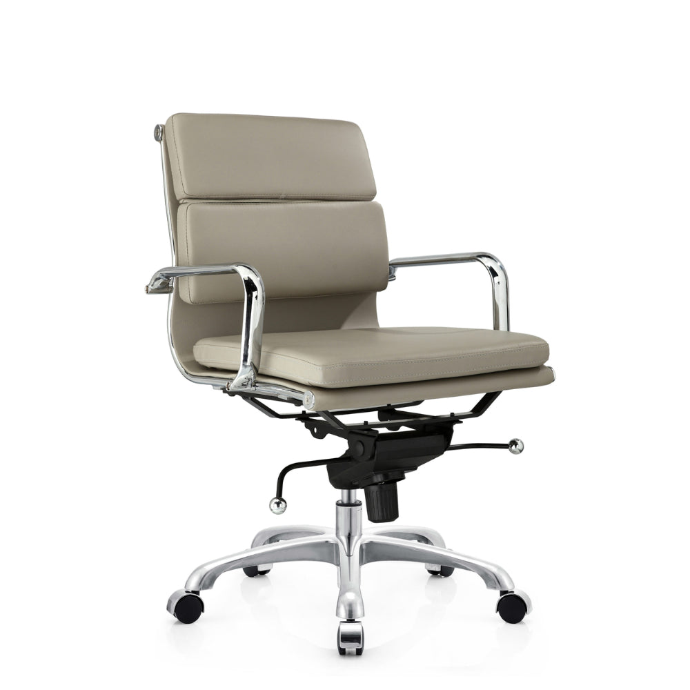 Image of Plata Import Paco Office Chair PU Leather Low Back Foam Metal Frame - Grey