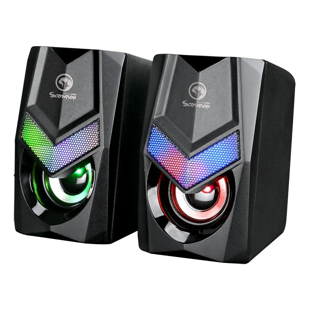 Image of Marvo SG118 USB Powered, 3.5mm Plug RGB LED Gaming Speakers, 2 Pack, Black