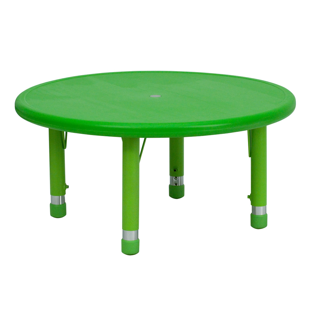 Image of Flash Furniture 33" Round Green Plastic Height Adjustable Activity Table