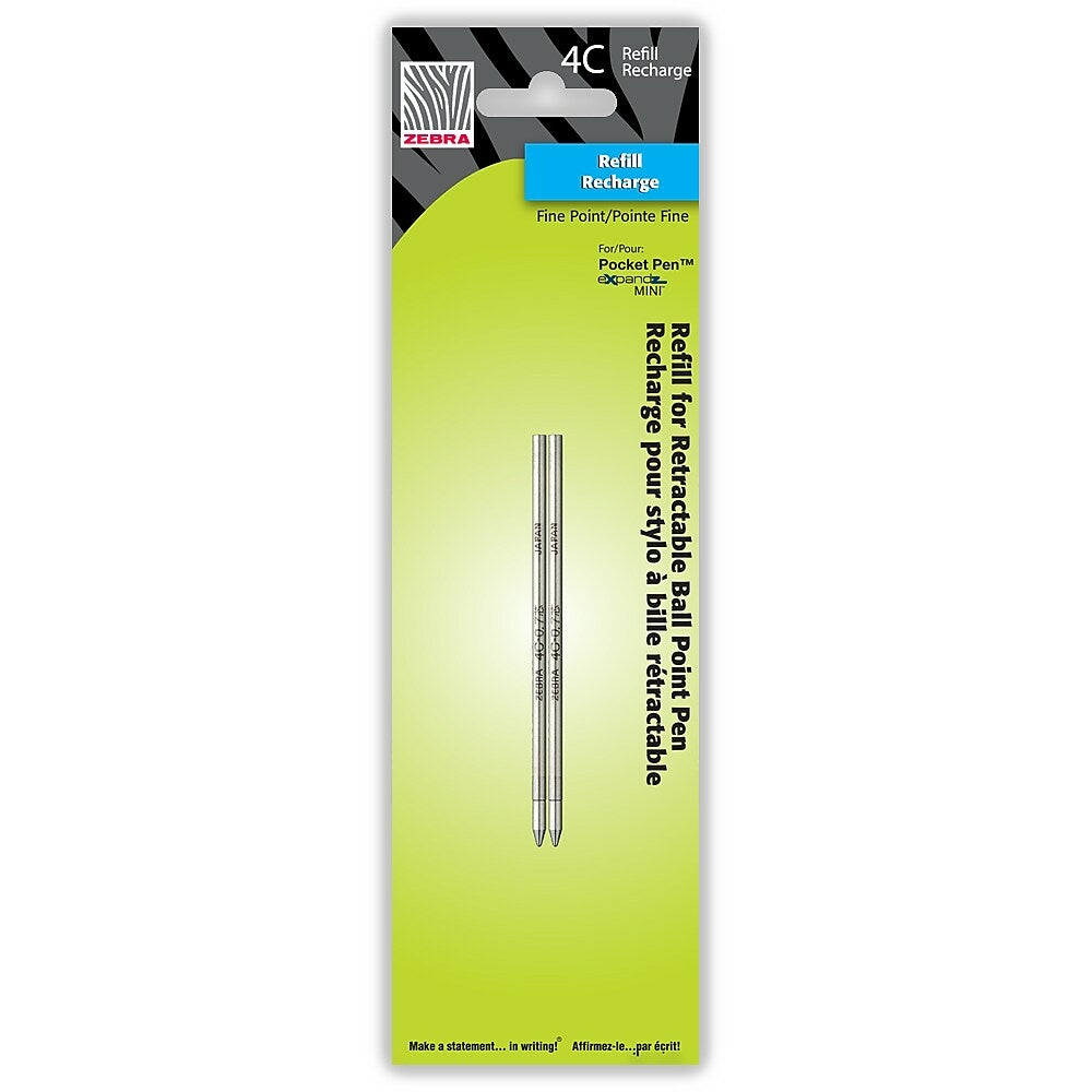 Image of Zebra 4C Refill Fine Point, 2 Pack, Black