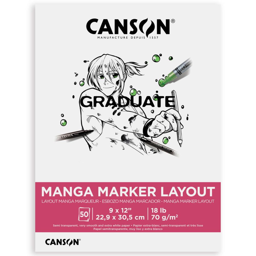 Image of Canson Graduate - Manga Marker Pad - 9" W x 12" H - 50 Sheets - (C31250P061), White