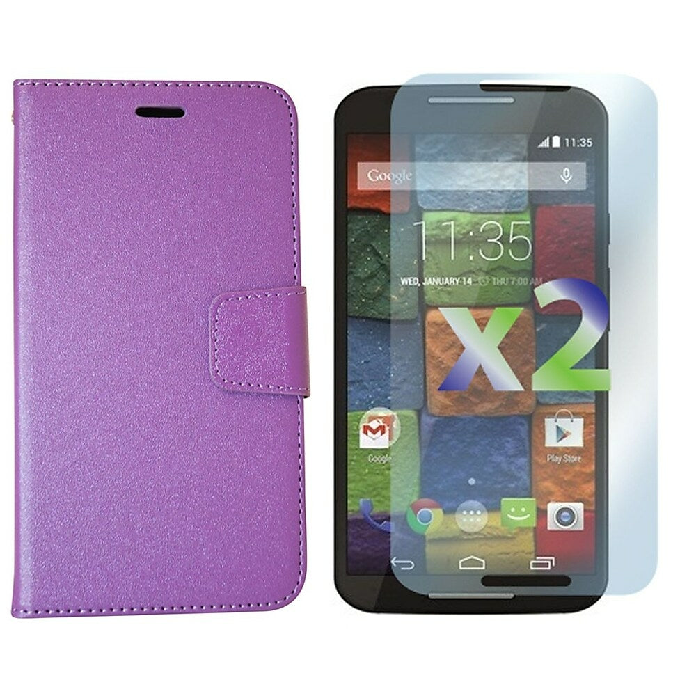 Image of Exian Leather Wallet Case for Moto X2 - Purple