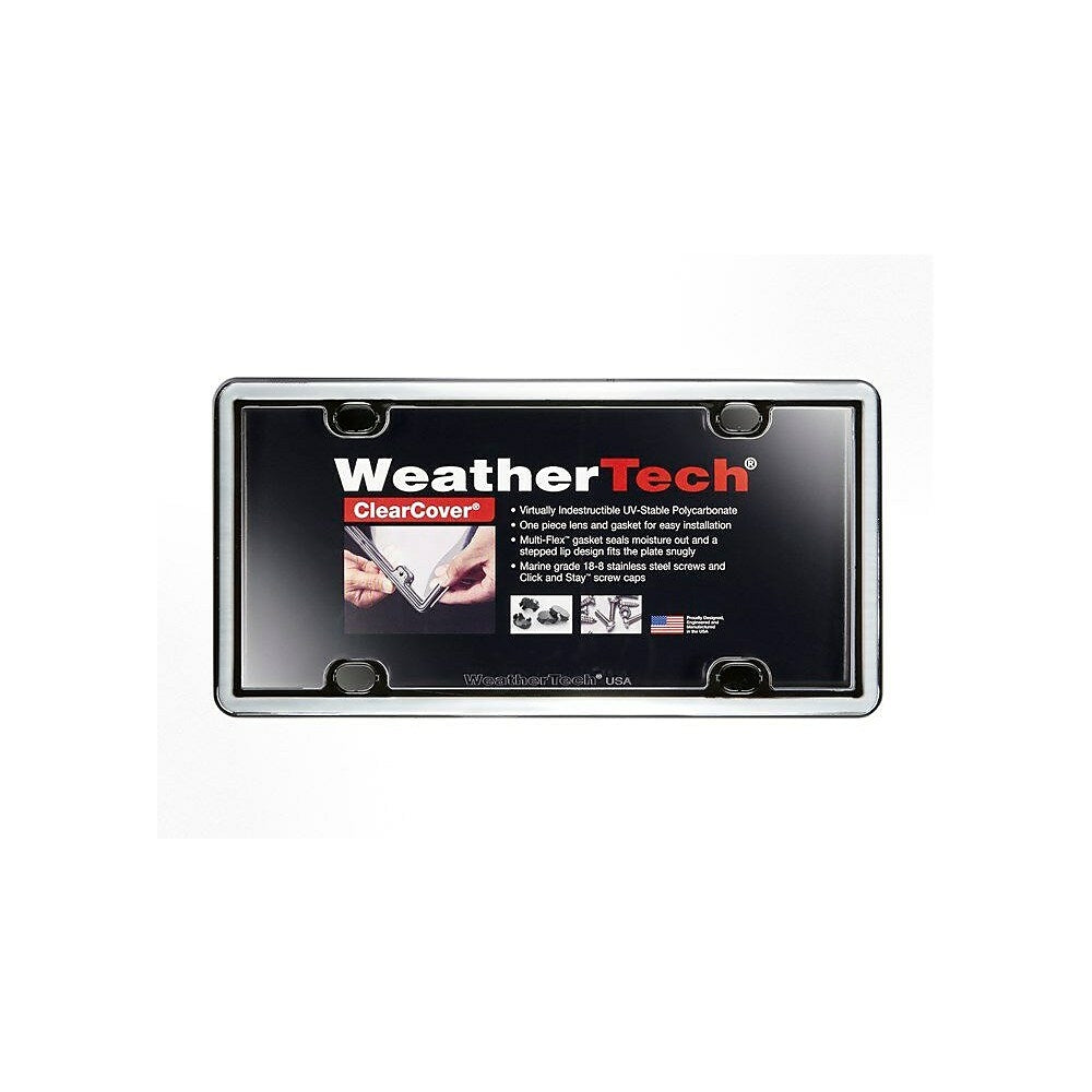 Image of WeatherTech ClearCover License Plate Frame and Cover, Chrome and Black