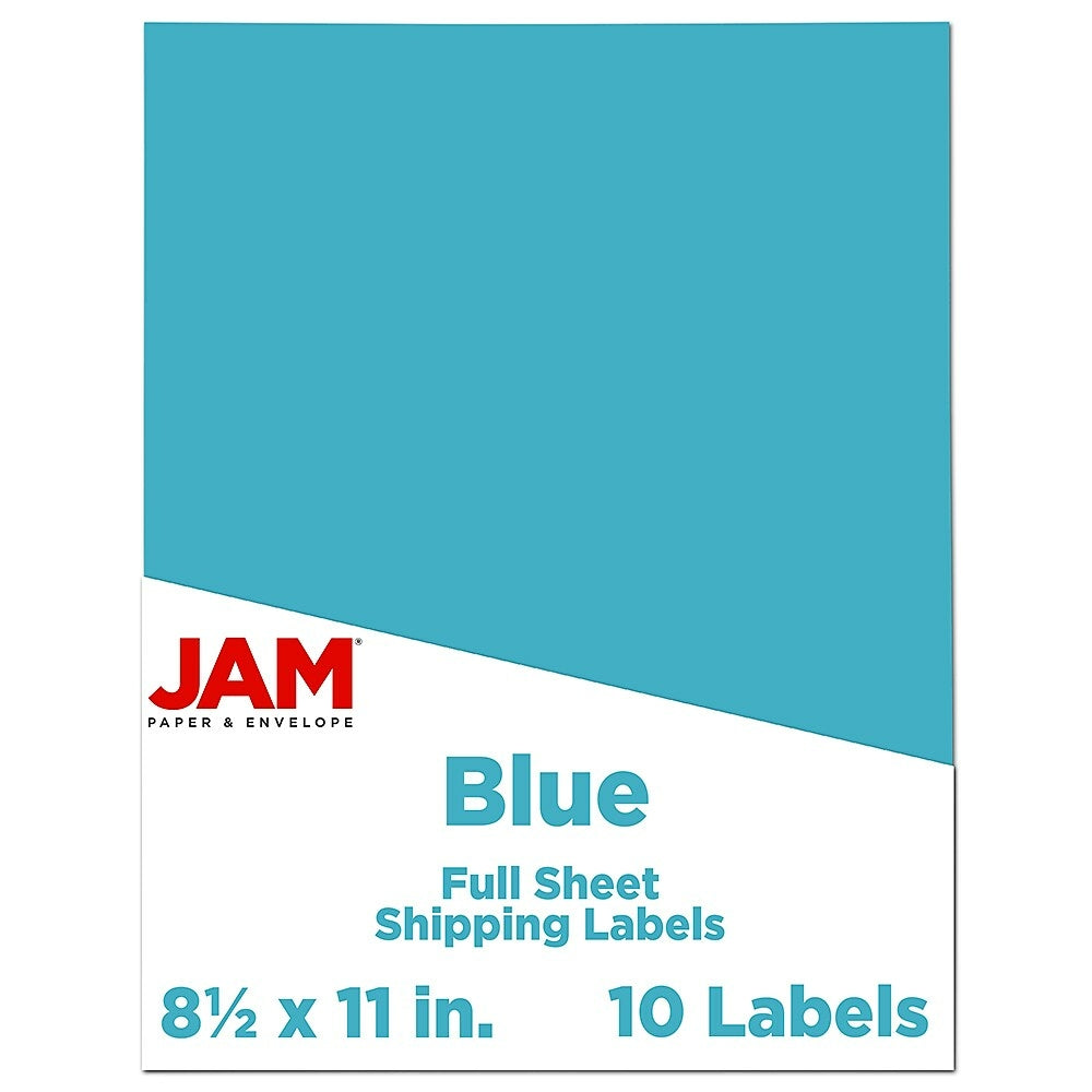 Image of JAM Paper Full Page Labels, 8.5 x 11 Sticker Paper, AstroBrights Lunar Blue, 2 sets of 5 (337628605g), 10 Pack
