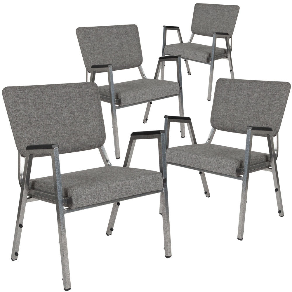 Image of Flash Furniture HERCULES Series Grey Antimicrobial Fabric Bariatric Medical Reception Arm Chair with Panel Back, 4 Pack