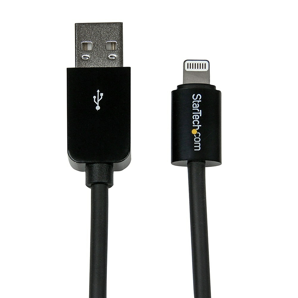 Image of StarTech (3ft) Black Apple 8, pin Lightning Connector to USB Cable for iPhone/iPod/iPad, 1m