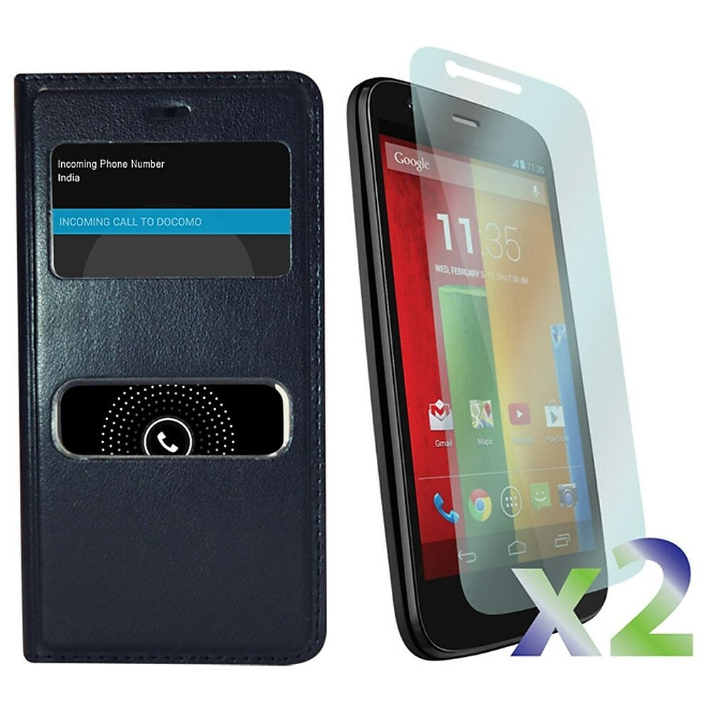 Image of Exian Flip Case with Call Access Window for Moto G - Black