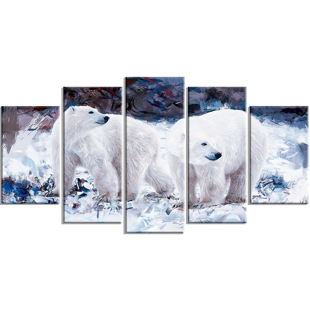 Image of Designart Polar Bear Pals Canvas Art Print, 5 Panels, (PT2307-373)