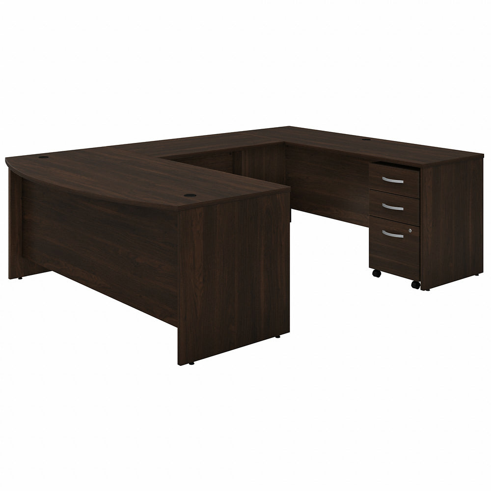 Image of Bush Business Furniture Studio C 72"W x 36"D U Shaped Desk with Mobile File Cabinet - Black Walnut