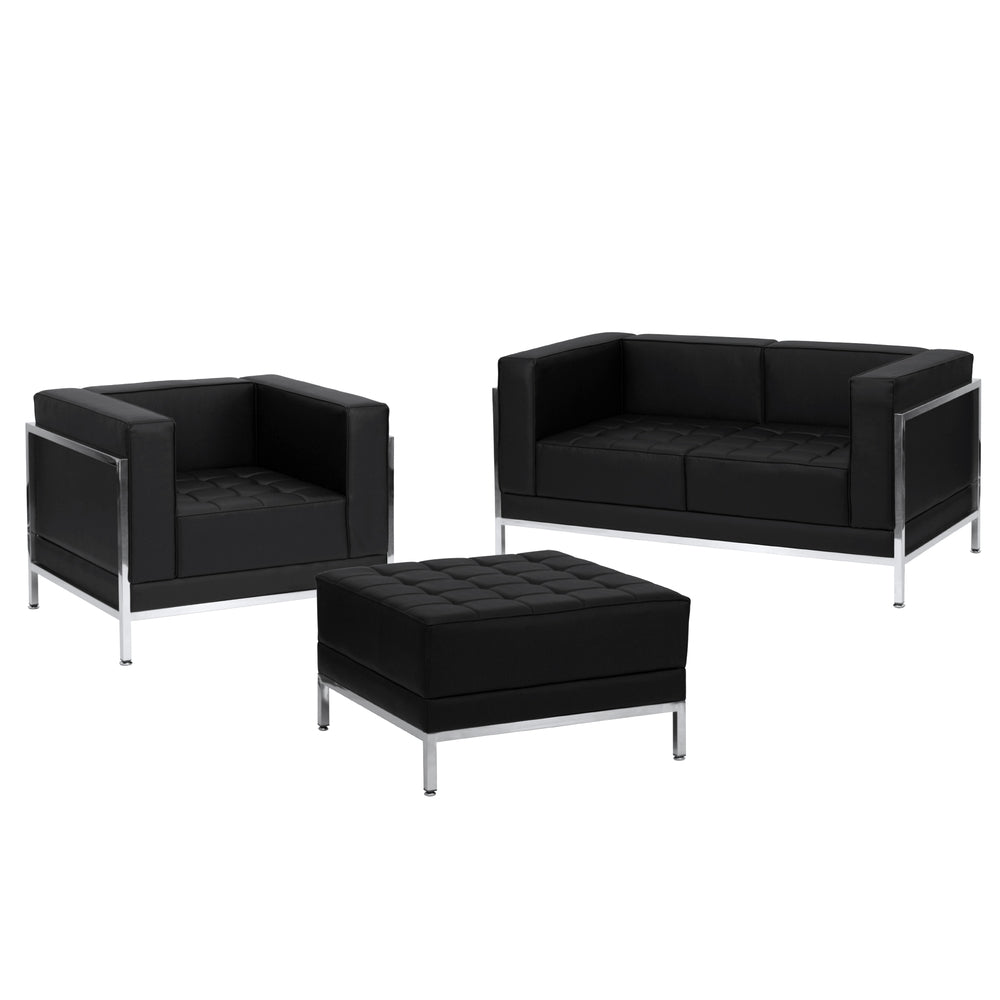 Image of Flash Furniture Hercules Imagination Series Leather Loveseat, Chair and Ottoman Set, Black (ZBIMAGSET11)