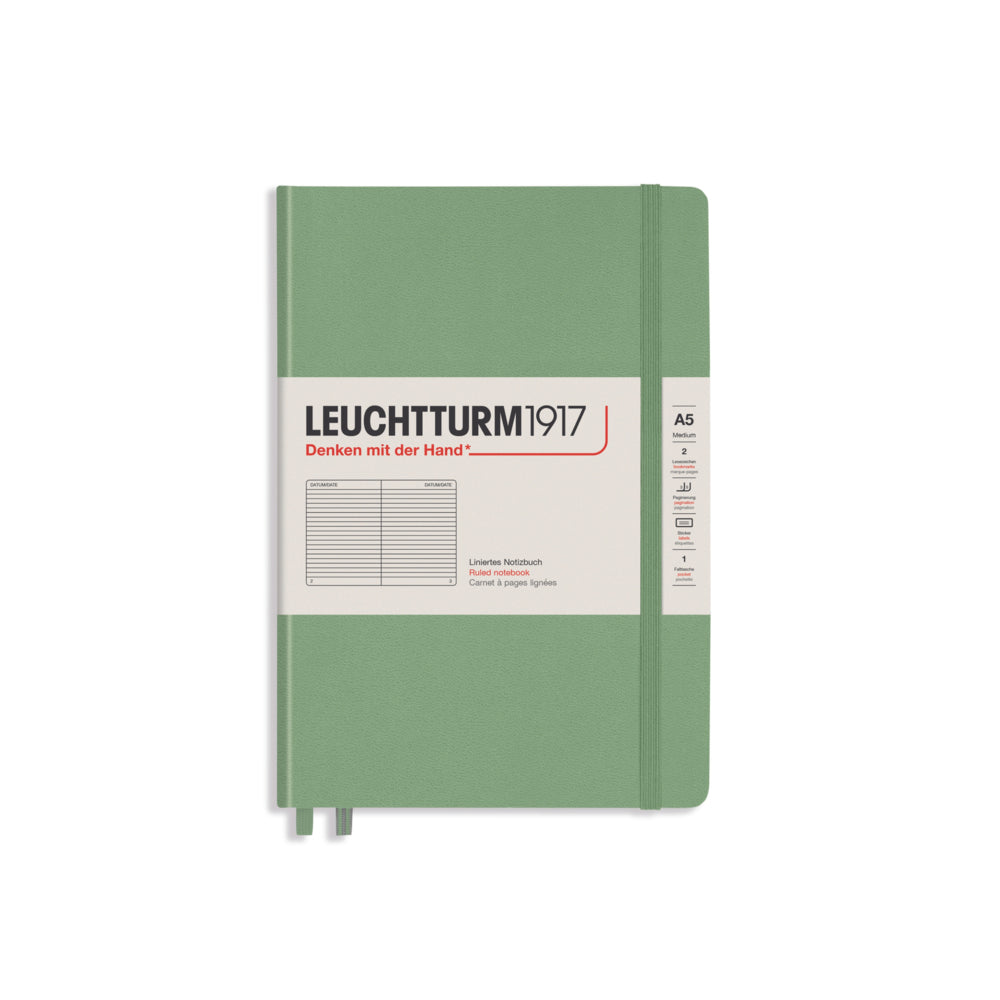 Image of Leuchtturm1917 Hardcover Notebook - Medium A5 - Sage - Ruled - 5 7/8" x 8 1/4"