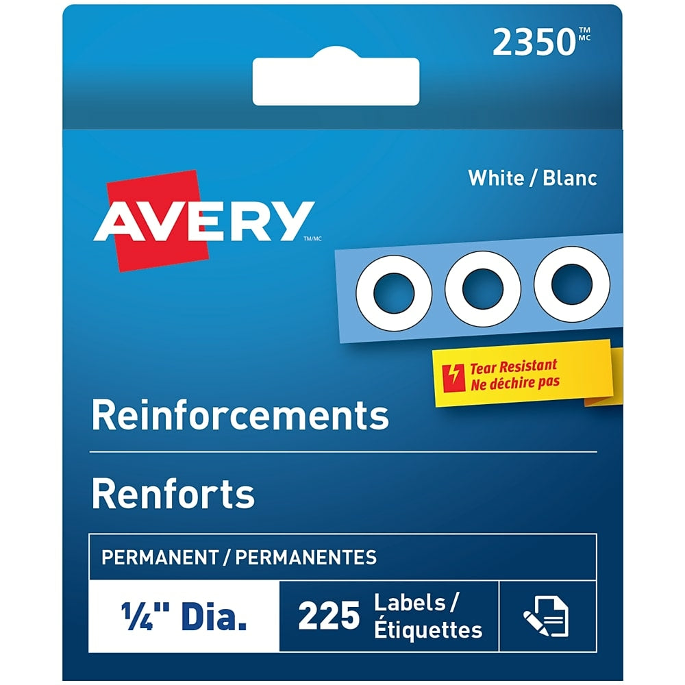 Image of Avery White Permanent Reinforcement Labels - 1/4" Dia