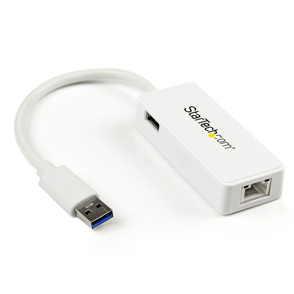 Image of Startech USB 3.0 to Gigabit Ethernet Adapter NIC with USB-Port, White