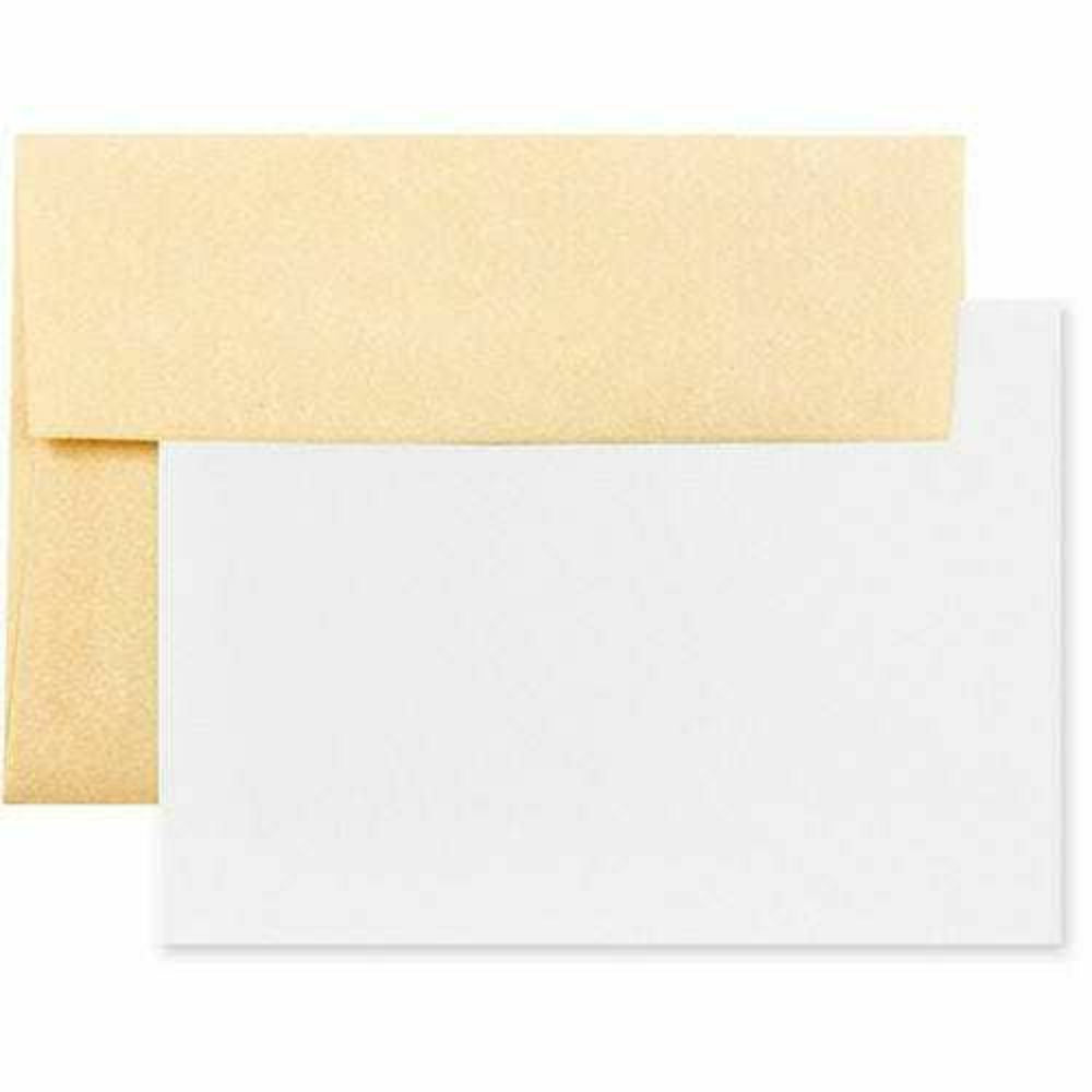 Image of JAM Paper Recycled Parchment Stationery Set - 25 Cards and 25 A2 Envelopes - Antique Gold Yellow - set of 25