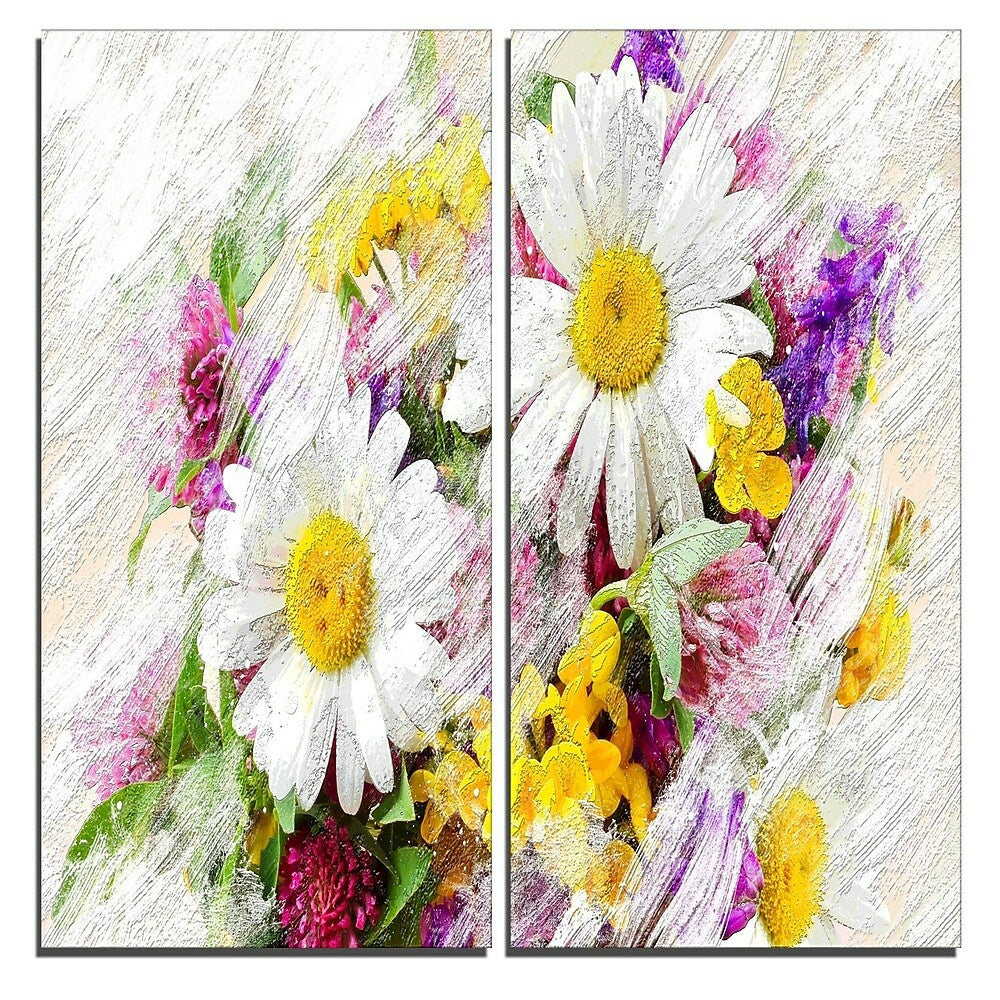 Image of Designart Wild Flowers Bouquet Canvas Art Print, 40"W x 40"H, 2 Panels, (PT3436-40-40)