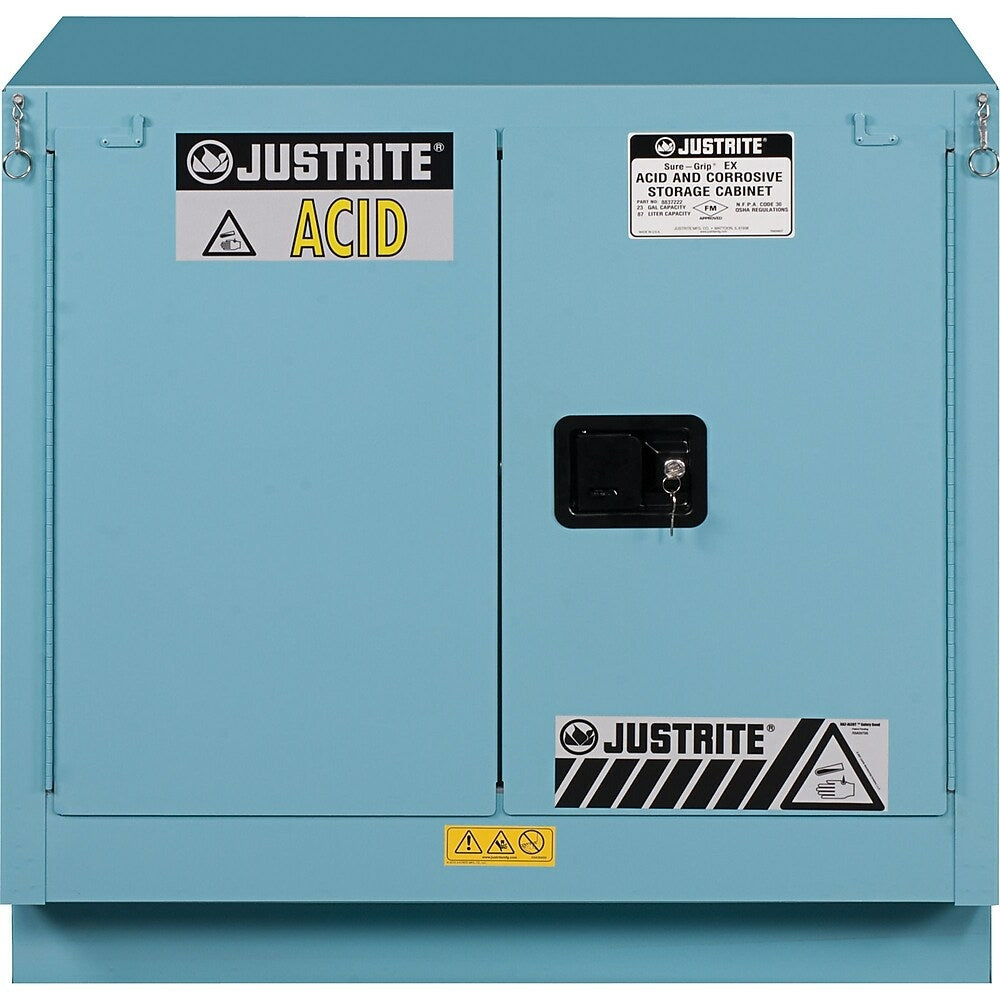 Image of Justrite Sure-Grip Ex Acid/Corrosive Storage Cabinets, 2 Doors, Manual, Undercounter, : 35" x 22" x 35"