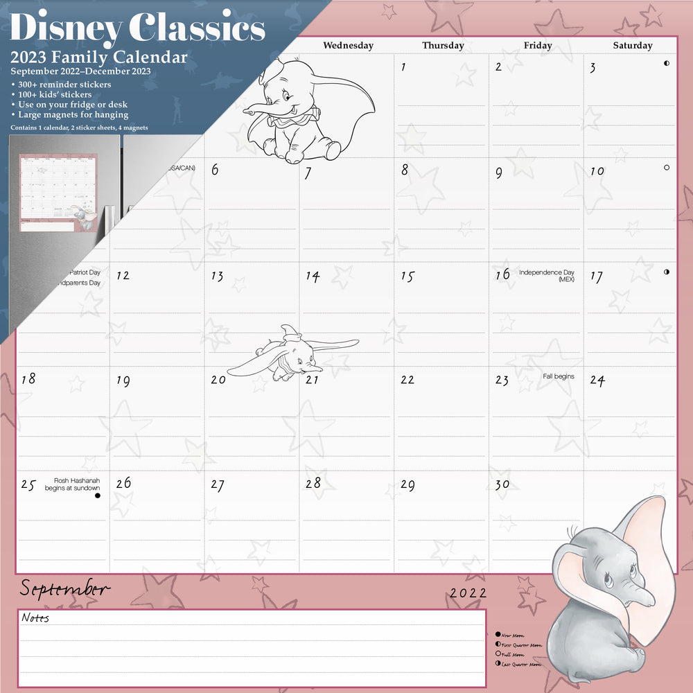 Image of DateWorks 2023 Disney Classics 16-Month Family Magnetic Wall Calendar - 12.00" W x 12.00" H - English
