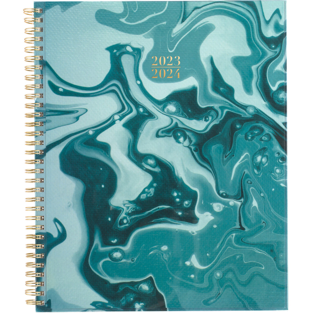 Image of Cambridge 2023-2024 Acrylic Pour Academic Weekly/Monthly Planner - 11" x 9" - Bilingual, Green