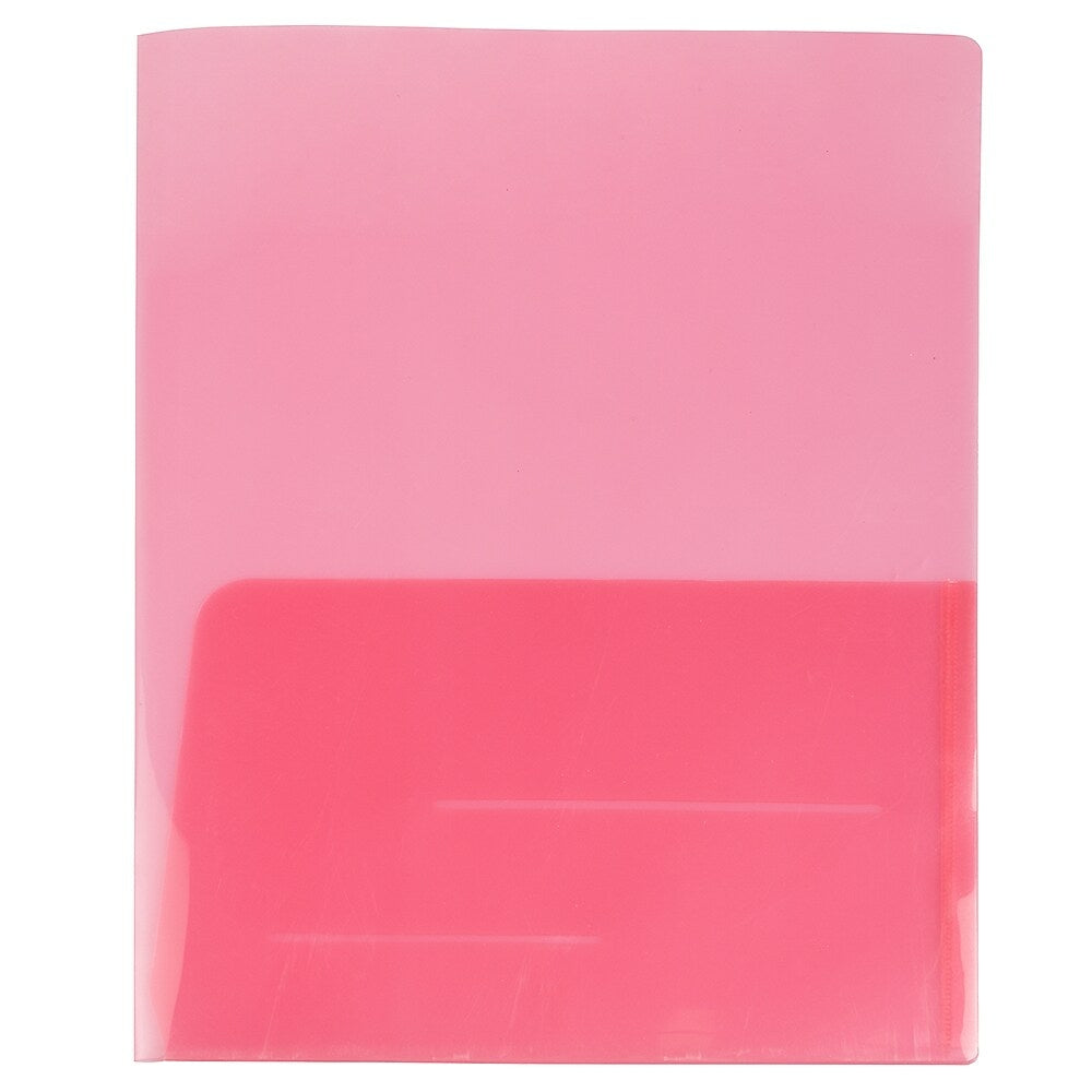 Image of JAM Paper Plastic See Through Two Pocket Folder, Red, 12 Pack (381reddg)