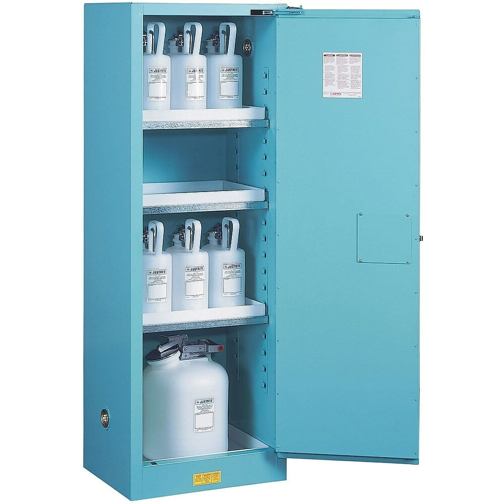 Image of Justrite Sure-Grip Ex Acid/Corrosive Storage Cabinets, 1 Door, Manual, Slimline, ": 23" x 18X 65"