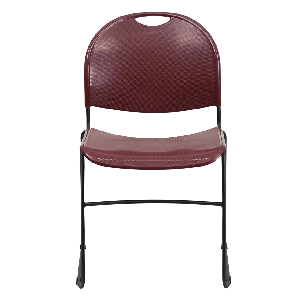 Image of Flash Furniture HERCULES Series Burgundy Ultra-Compact Stack Chair with Black Frame, Red