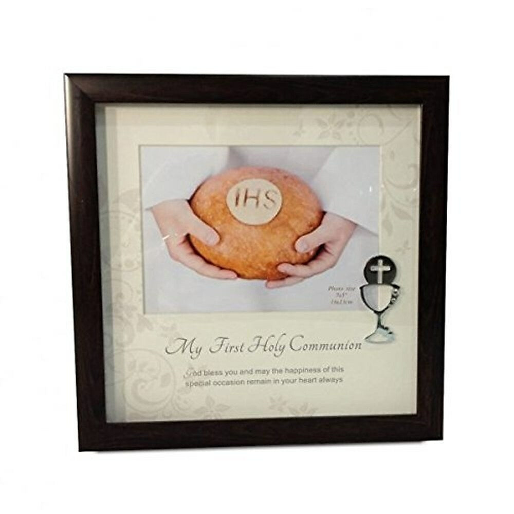 Image of Elegance First Communion Photo Frame, 7" x 5" with Chalice Icon, Black